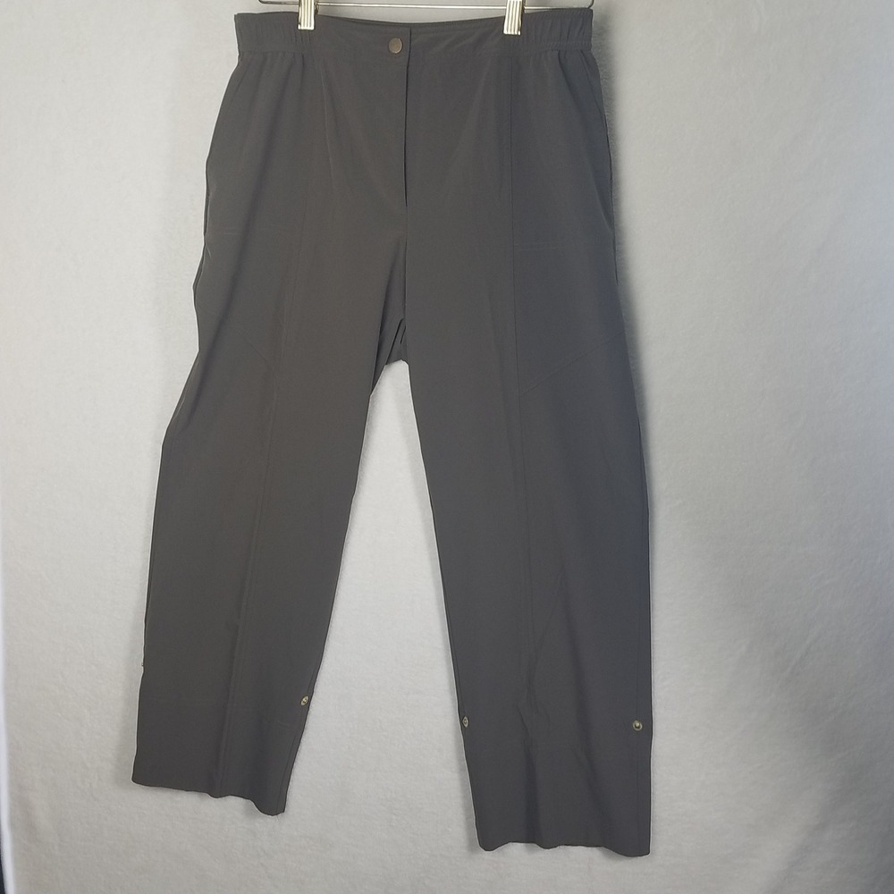 Zenergy by Chicos‎ Womens Size 1 Olive Brown Snap Cuff Elastic Waist Pants